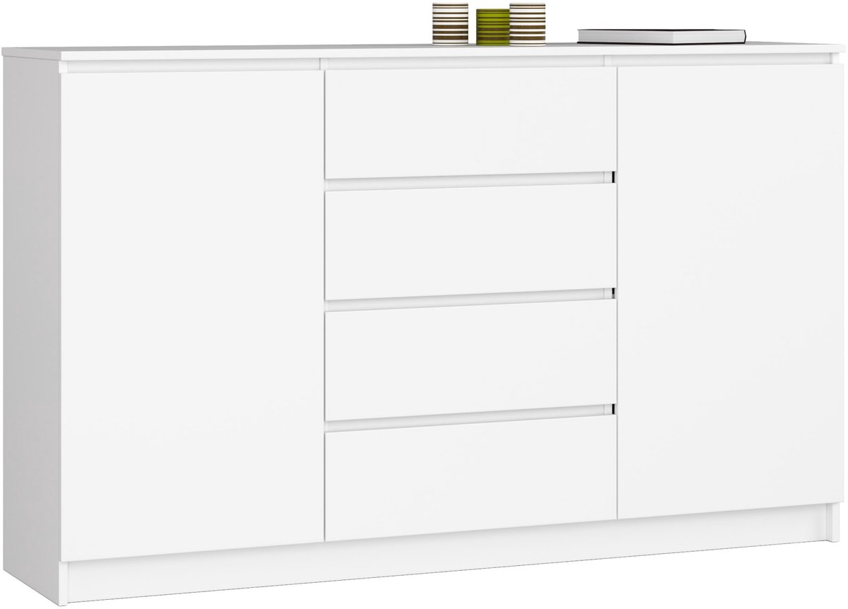 Akord Ladekast K160 met 4 Lades en 2 Deuren / AKORD Furniture Factory / Wit / 160 x 99 x 40 cm