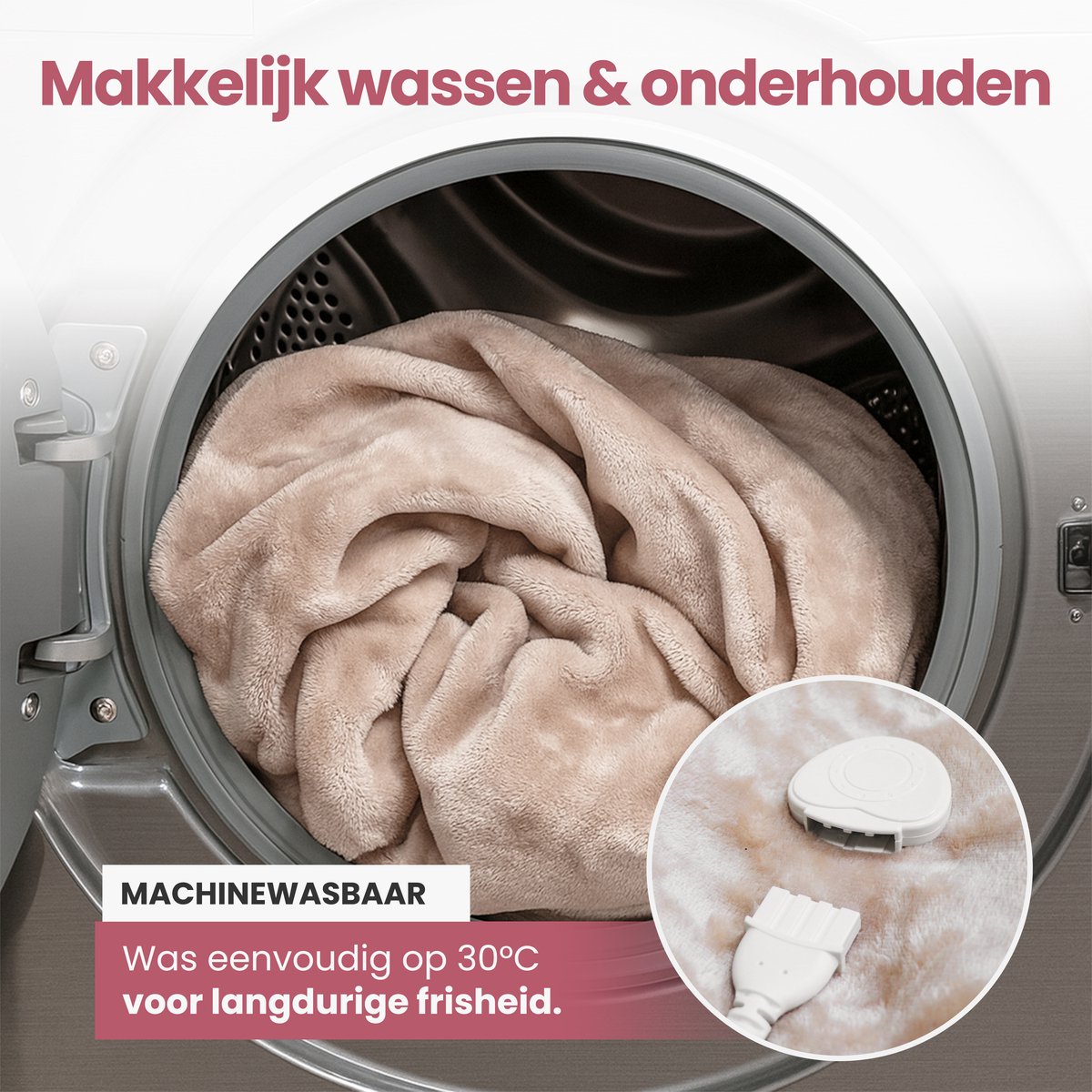 STAUS&BACH Elektrische deken XXL - 2 persoons bovendeken - Dubbelzijdig Fleece Sherpa Warmtedeken - Champagne roze - 180x130 cm PowerNap – foto 7