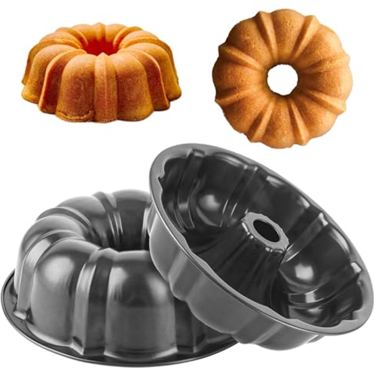 Tulbandvormen 24 cm set van 2 - Taartvorm met antiaanbaklaag van koolstofstaal