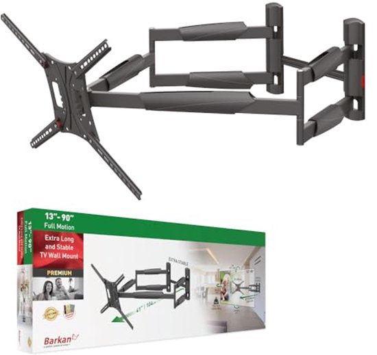 Barkan 104 cm lange tv muurbeugel, 13 90 inch dubbele arm, zwenkbaar