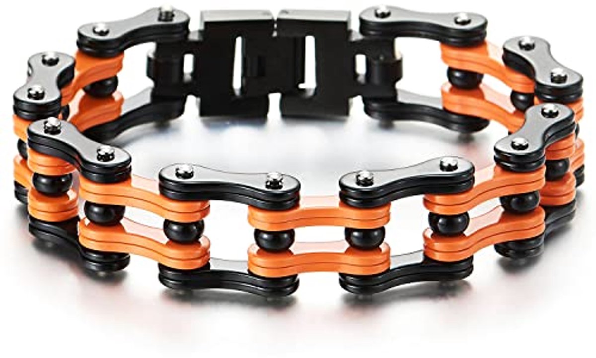 Heren Fiets Ketting Armband van RVS in Twee Tonen