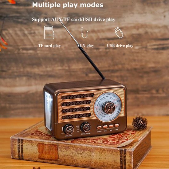 Bluetooth luidspreker - bluetooth luidspreker draagbaar - Retro Radio Vintage Bluetooth-luidspreker van Merkloos — afbeelding 2