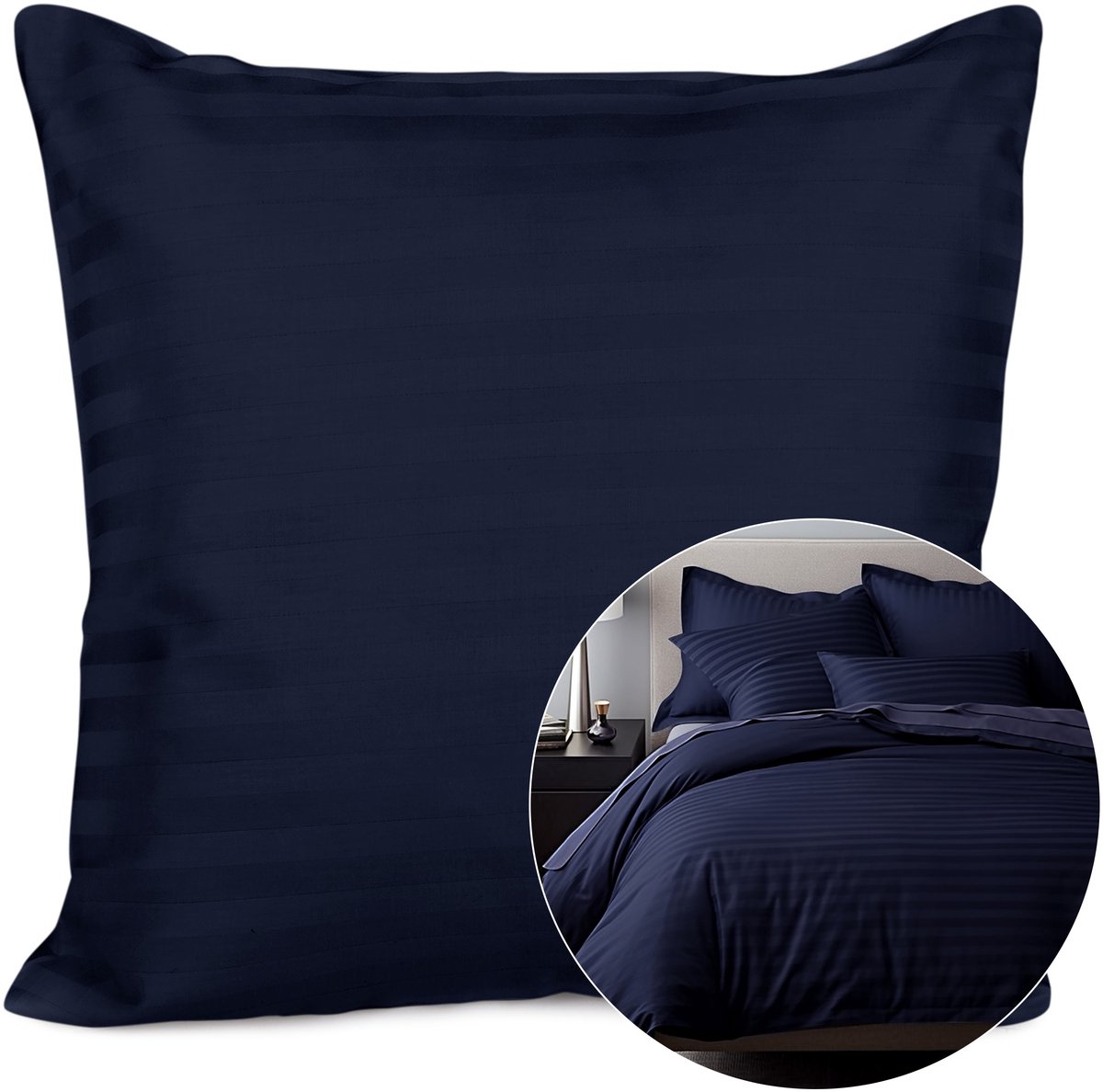 Darymex Katoenen Kussensloop 40x40 cm - Gestreept Marineblauw
