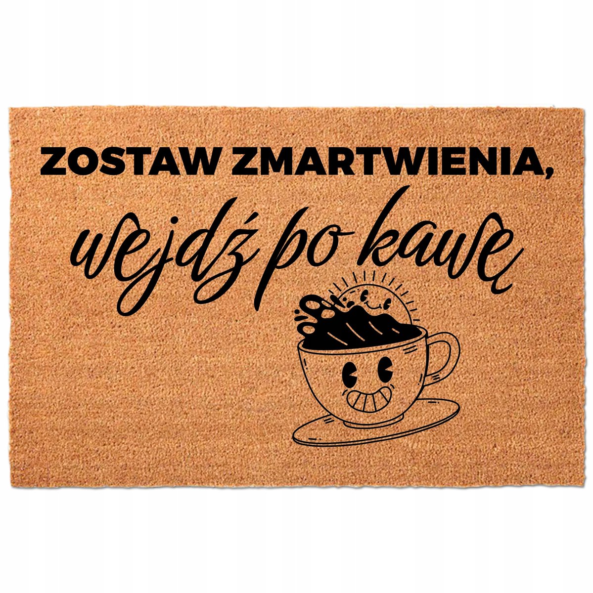 Kokosmat 40x60cm beige 'Laat Zorgen Los, Haal Koffie'