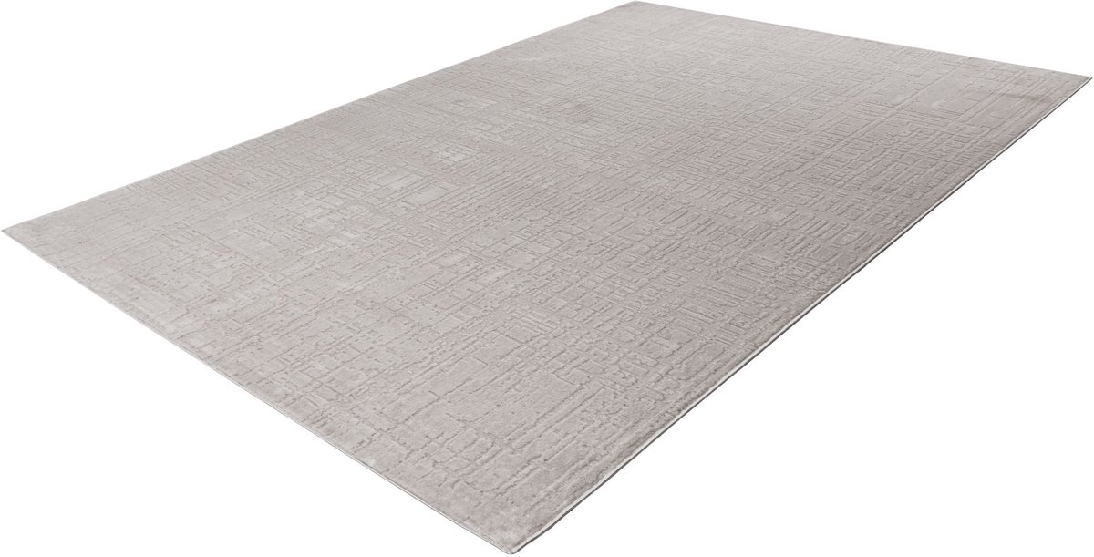 Lalee Vloerkleed - Laagpolig - Modern Tapijt - Zilver - 3D-effect - Japandi-stijl - Comfortabel en Duurzaam