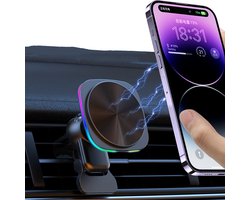 Gloovon® Magnetische Telefoonhouder Auto - 15W Draadloos Opladen & Koeling - Geschikt voor MagSafe iPhone - Ventilatierooster Houder - Zwart