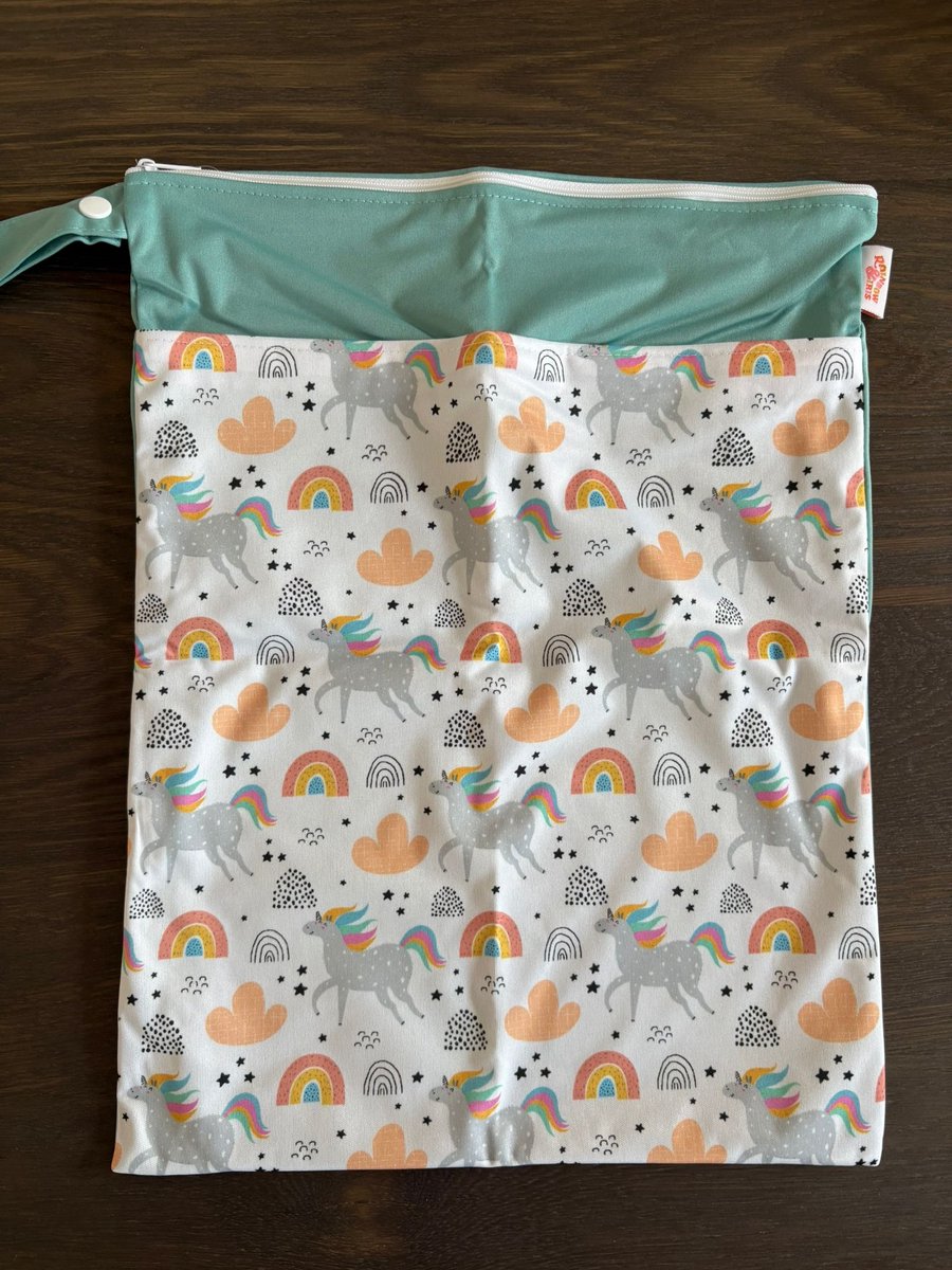 Waterdichte Opbergtas - Wetbag - 2-vaks - 40x30 cm - Unicorn Mintgroen thumbnail 2