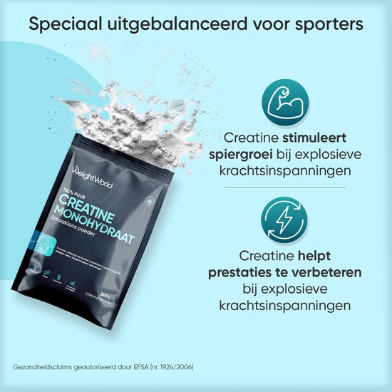 Poudre de Créatine WeightWorld - 300 g - Monohydrate de créatine Puur - 100 portions pour plus de 3 mois