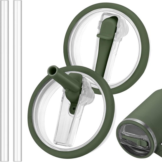 Lot De 2 Couvercles Rechange + Pailles Pour Gobelet Stanley 1000 Ml – Anti-Fuite, Anti-Poussière Blanc
