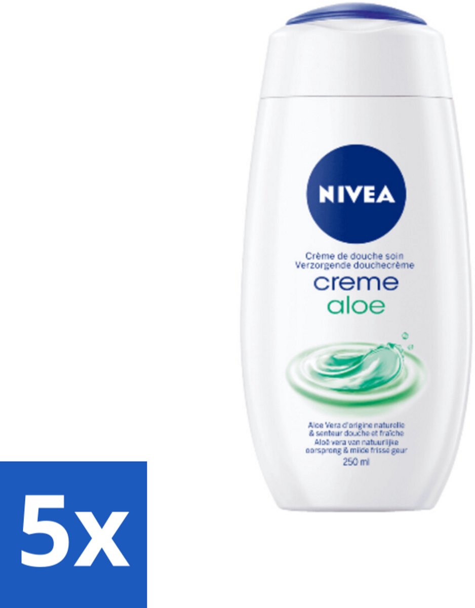 5 x NIVEA Douchecrème Aloë 250 ml - Douchegel Aloe Vera - Aloe Vera Douche - Aloe Vera Crème - Aloe Vera Voor Huid - Aloe Vera Hydratie