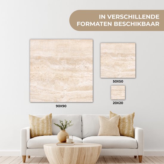 Tableau sur toile Marbre - Pierres - Sable - Texture - 20x20 cm - Décoration murale