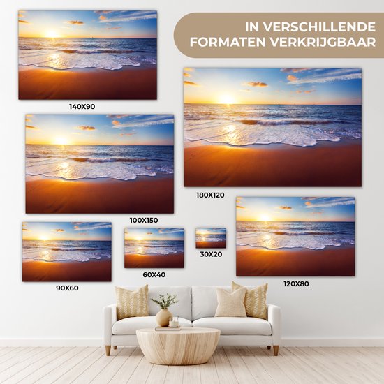 OneMillionCanvasses - Toile - Peinture - Plage - Mer - Soleil - Horizon - Peintures sur toile - Photo sur toile - 150x100 cm - Salon
