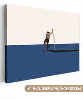 Toile - Abstrait - Bateau - Mer - Texte - Chapeau - Abstrait - 80x60 cm - Canvasdoek - Peinture sur toile