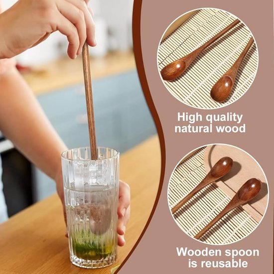 Lange handgreep houten menglepel, 16,5 inch grote houten lepels houten
