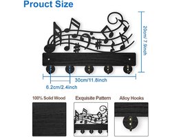 Muziek Notes Kapstok - Houten Sleutelhanger - 1 stuk - 30 × 20 cm