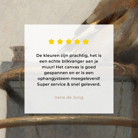 Canvas Schilderij - Het Puttertje - Oude Meester - 80x120 cm - Wanddecoratie - Hout Frame - Vogels - Woonkamer - Slaapkamer Decoratie - Accessoires