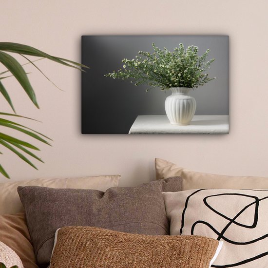 Tableau sur toile Nature morte - Vase - Fleurs - 30x20 cm - Décoration murale