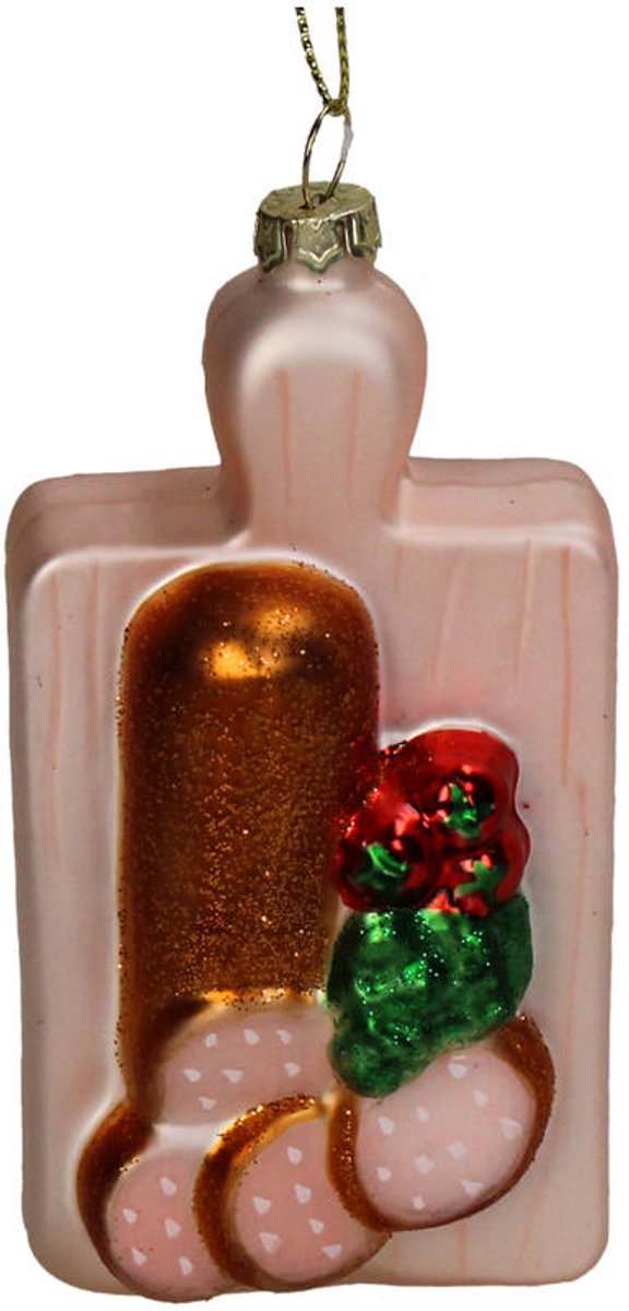 HD Collection glazen kerst ornament kersthanger grill worst op borrelplank 10,5 cm