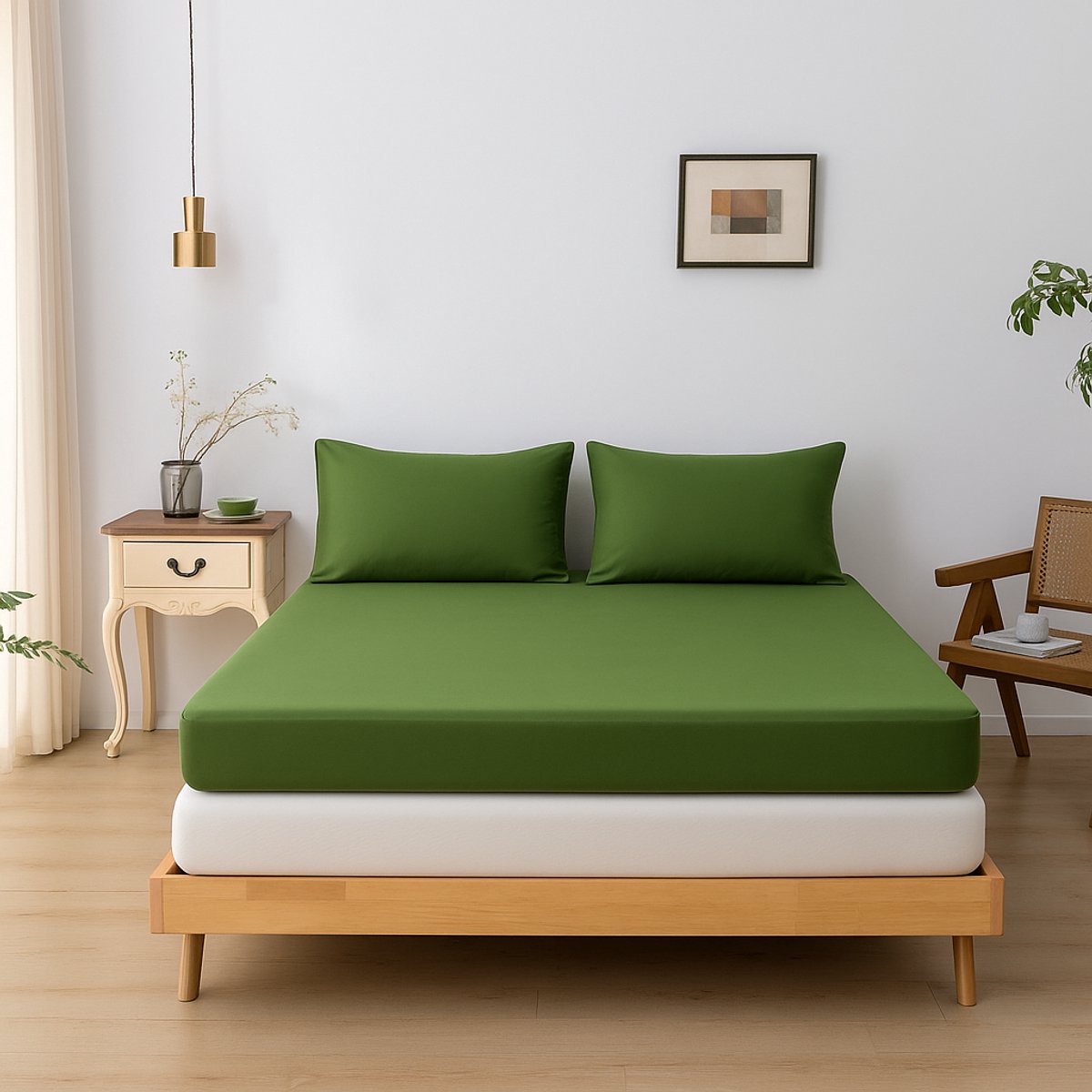 Bamboe hoeslaken Deep Moss donkergroen 160x220/210 cm – Topdekmatras hoeslaken, zacht, ademend & hypoallergeen | Boomba Bamboo®