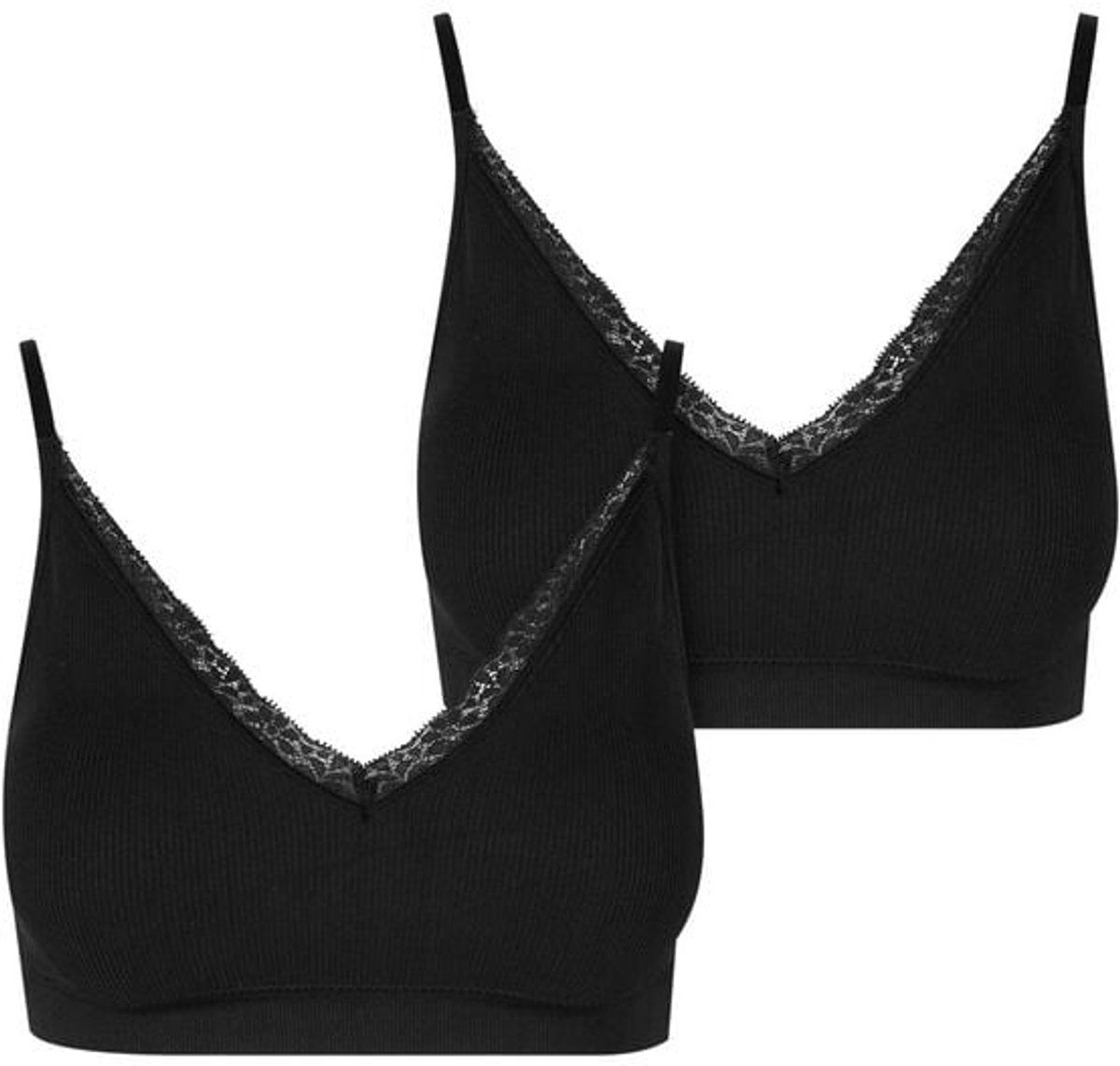Urban Classics Voorgevormde geribde bh (Set van 2) Dames BH - zwart