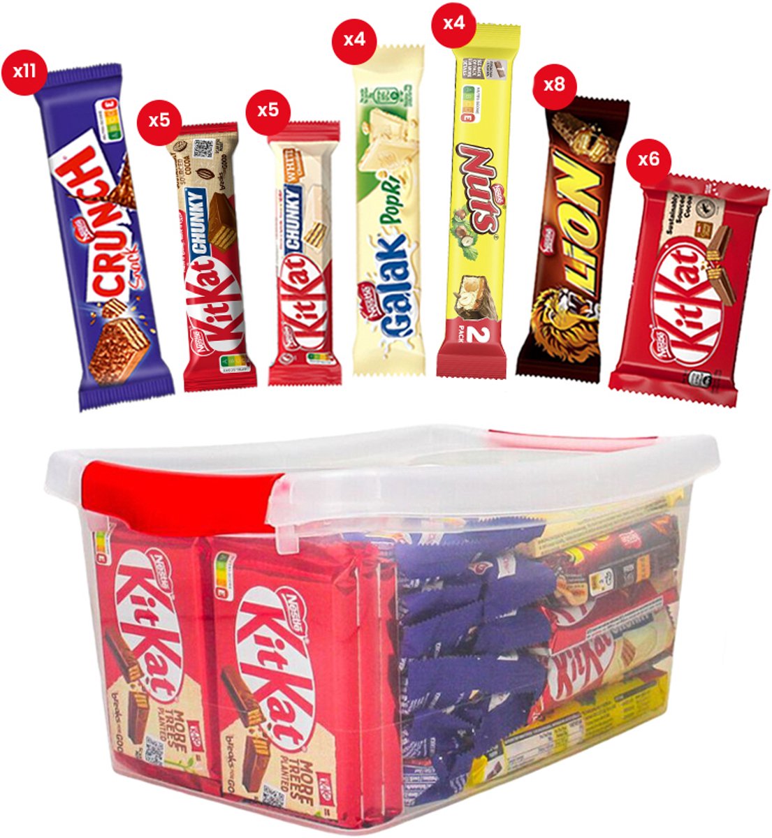 Nestlé Box - 1715g - 43 stuks met KitKat, Crunch, Galak, Lion & Nuts