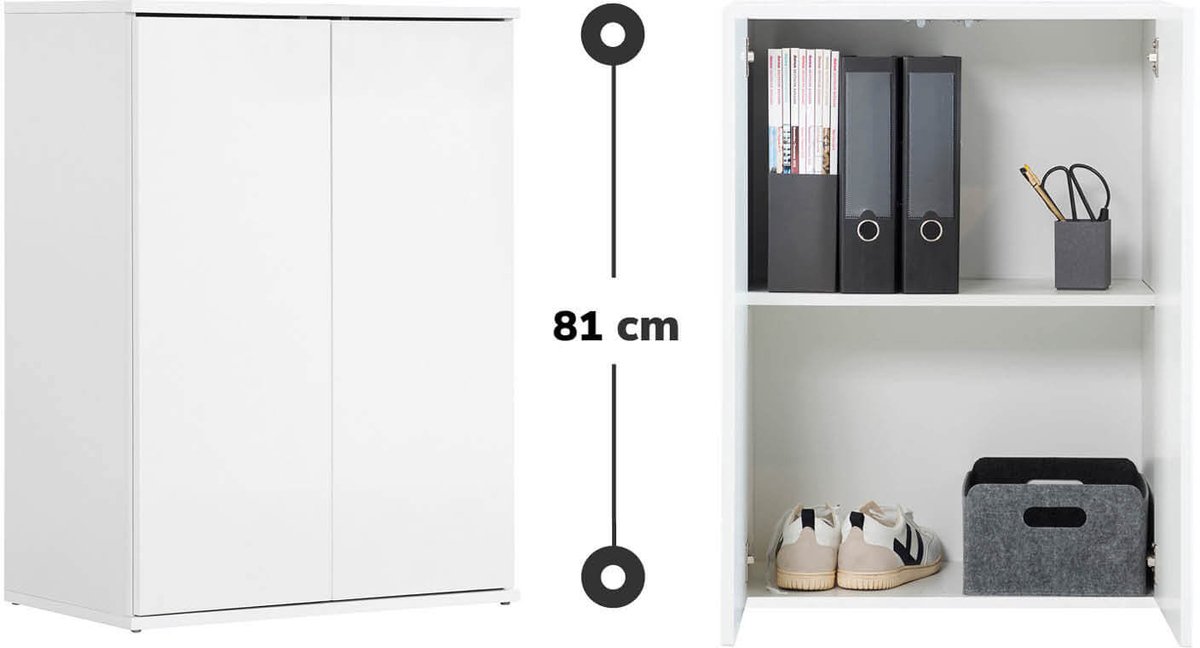 mokebo Opbergkasten Bureaukast 'Der Kurze' (60 x 81 cm) multifunctionele Archiefkast in wit hout