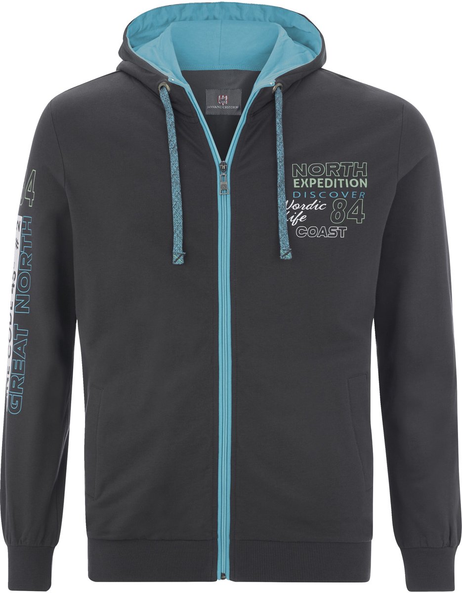 Jan Vanderstorm herren Sweatvest - 56/58 - donkergrijs - Plus Size