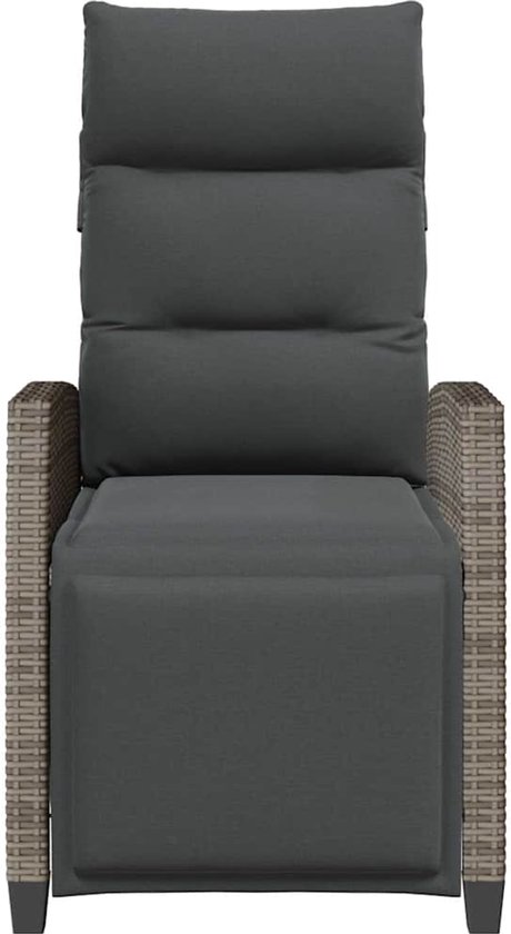 vidaXL - Chaise de jardin réglable avec table d'appoint en résine tressée - Gris