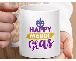 Mok, Happy Mardi Gras Mug, Mardi Gras Party, Fleur de Lis Mug, Purple Gold Mug, Celebration Mug, Gift Mug, Coffee Mug, Carnival Mug, New