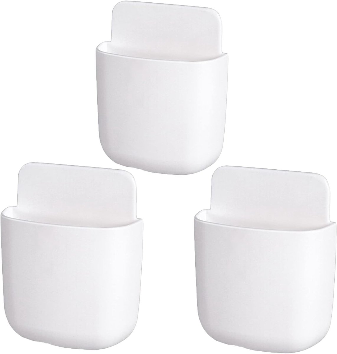 3x Wandgemonteerde opbergrekken - Multifunctionele opbergdozen van ABS, wit - Compact, ruimtebesparend en eenvoudig te installeren