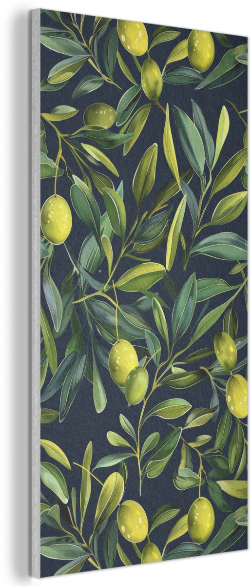 Akoestisch wandpaneel 40x80 cm - Vilt schilderij Citroenen - Bladeren - Natuurlijk - Akoestische panelen - Geluidsdempende wanddecoratie - Geluidsisolatie woonkamer - Muurdecoratie geluidspanelen