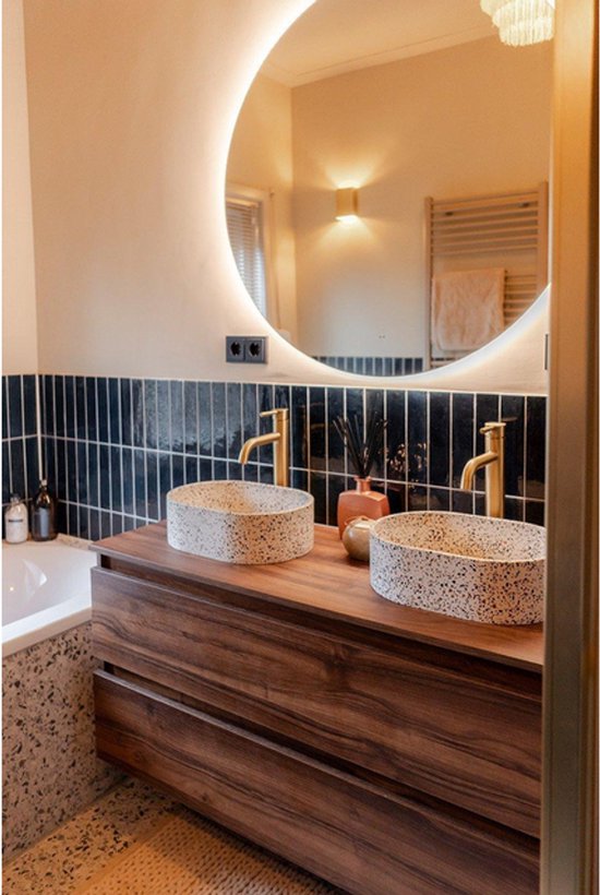 Adema Chaci Meuble bas de salle de bain - 120cm - 2 tiroirs - sans poignées - noyer (bois)