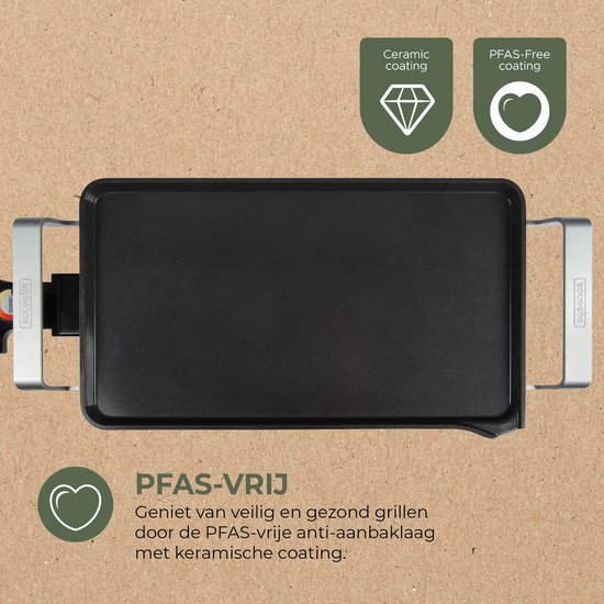 Bourgini Elements - Grillplaat - Bakplaat - PFAS-Vrije keramische anti aanbaklaag - 46 x 26 cm - 4-6 personen - GRS gecertificeerd gerecyclede materialen — afbeelding 5