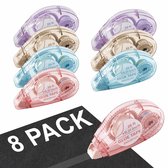 Plakband voor plakboeken - 8-pack - 8 m x 8 mm - Dubbelzijdige plakbandroller - Plakbandroller - Ideaal voor dagboeken, knutselen, cadeauverpakkingen en foto's