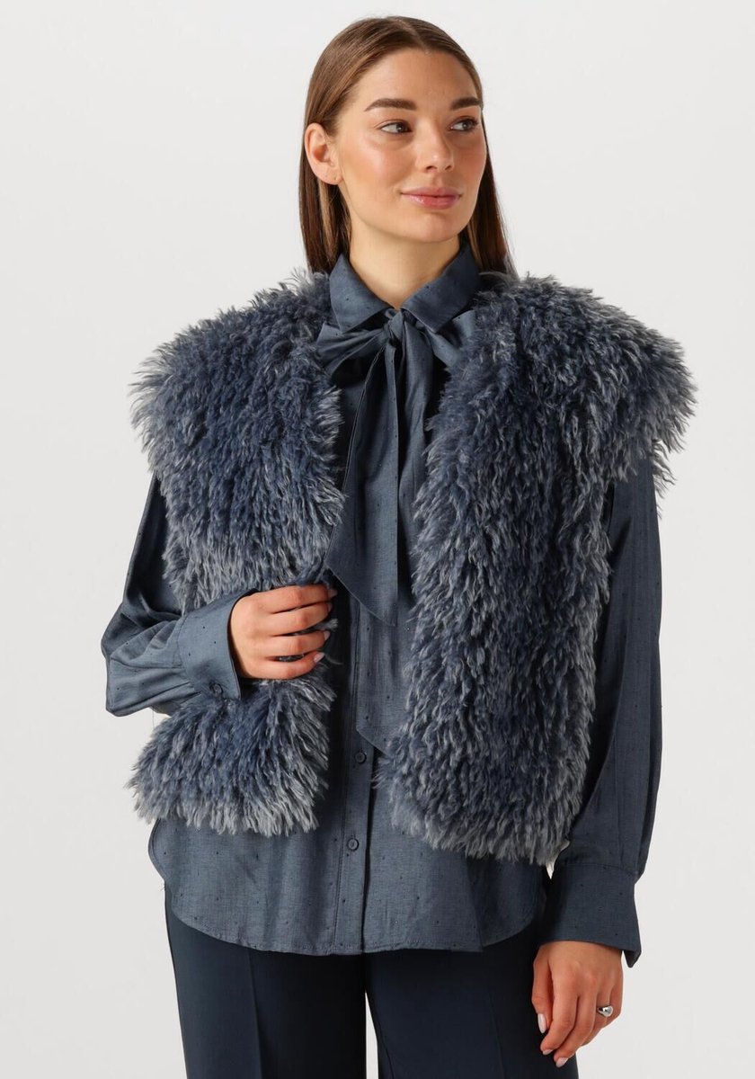 Jansen Amsterdam Dali Gilet Ff 276 Fake Fur Blazers Dames - Donkergrijs - Maat XXL