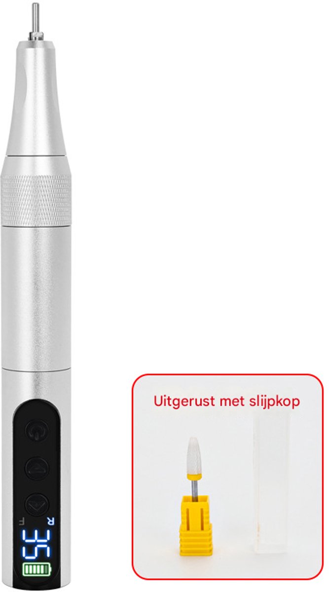 Professionele elektrische nagelboor, 35.000 tpm, UV-lampcombinatie, zilver