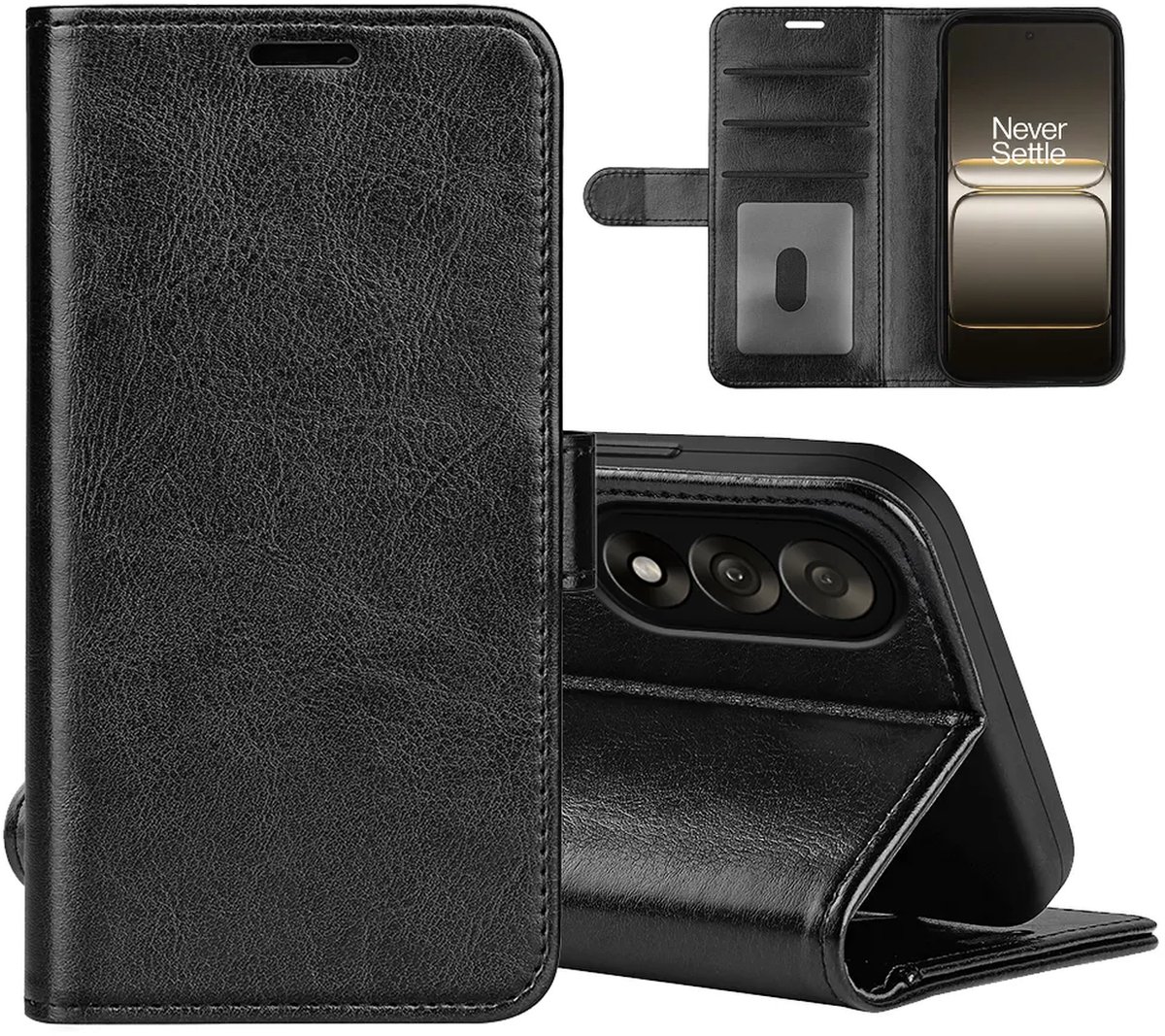 MobyDefend Hoesje - Geschikt voor OnePlus Nord 5 - Wallet Book Case (Sluiting Achterkant) - Zwart