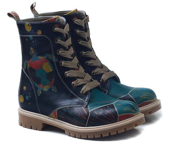 Bottes à lacets pour femmes Goby Cosmic Turtle - Cuir végétalien Handgemaakt - Taille 37