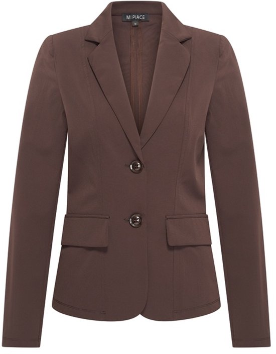 Bruine blazer van Mi Piace met twee knopen en opgestikte zakken.