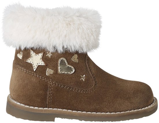Babyboots van leer, gevoerd en met ritssluiting bruin
