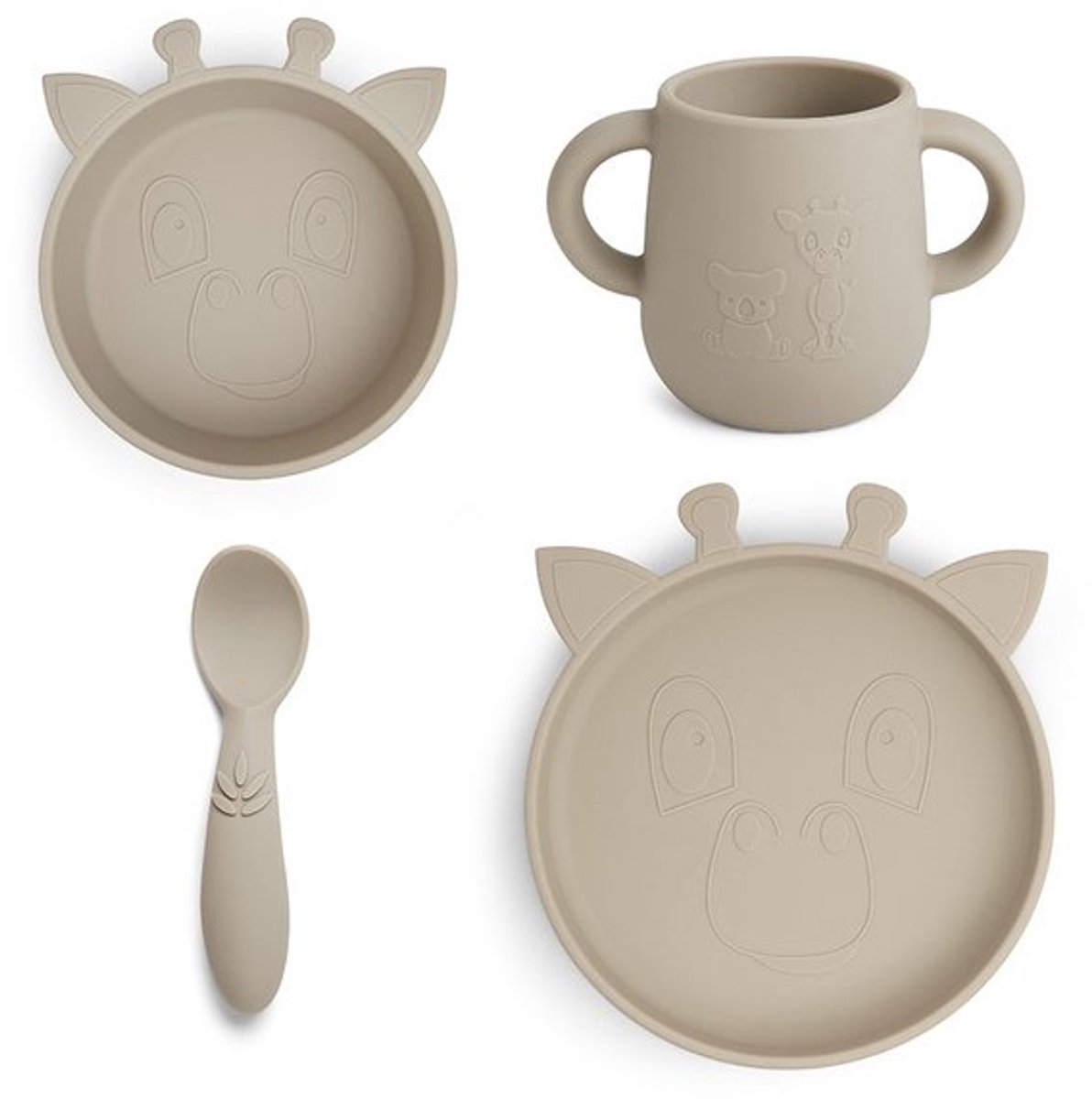 Lykke siliconen dinerset 4-pack Giraffe-Cobblestone