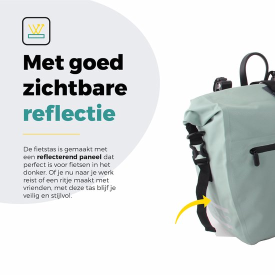 Voltano Enkele Fietstas Set E-bike - Mint Groen - 2 x 23 Liter - Gratis Schouderband - 100% Waterdicht - Fietstassen Elektrische Fietsen van Voltano — afbeelding 5