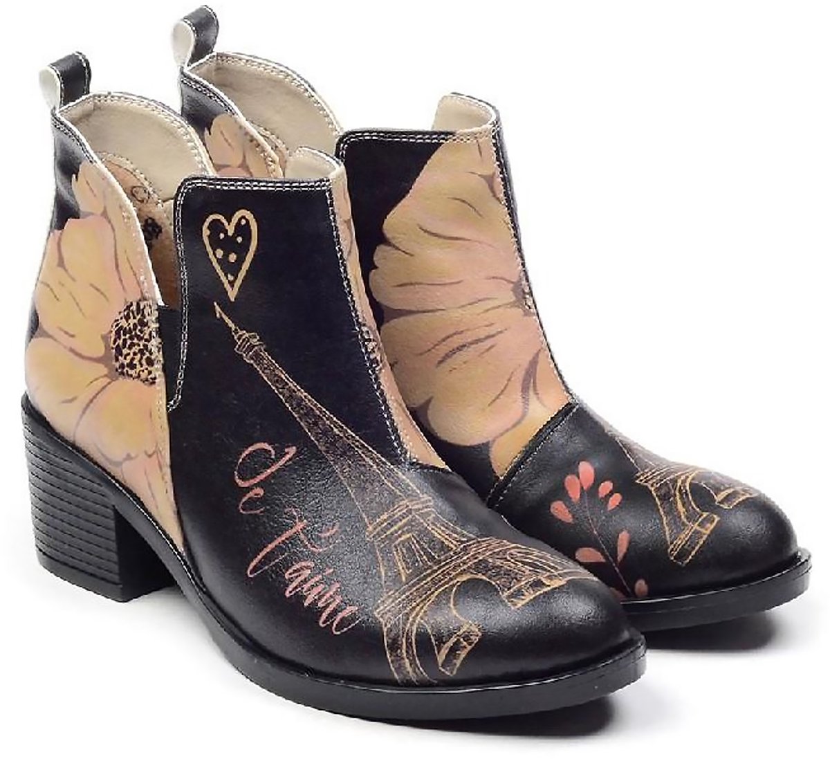 GOBY Parisian Love Dames Enkellaarsjes Handgemaakt Vegan Leer
