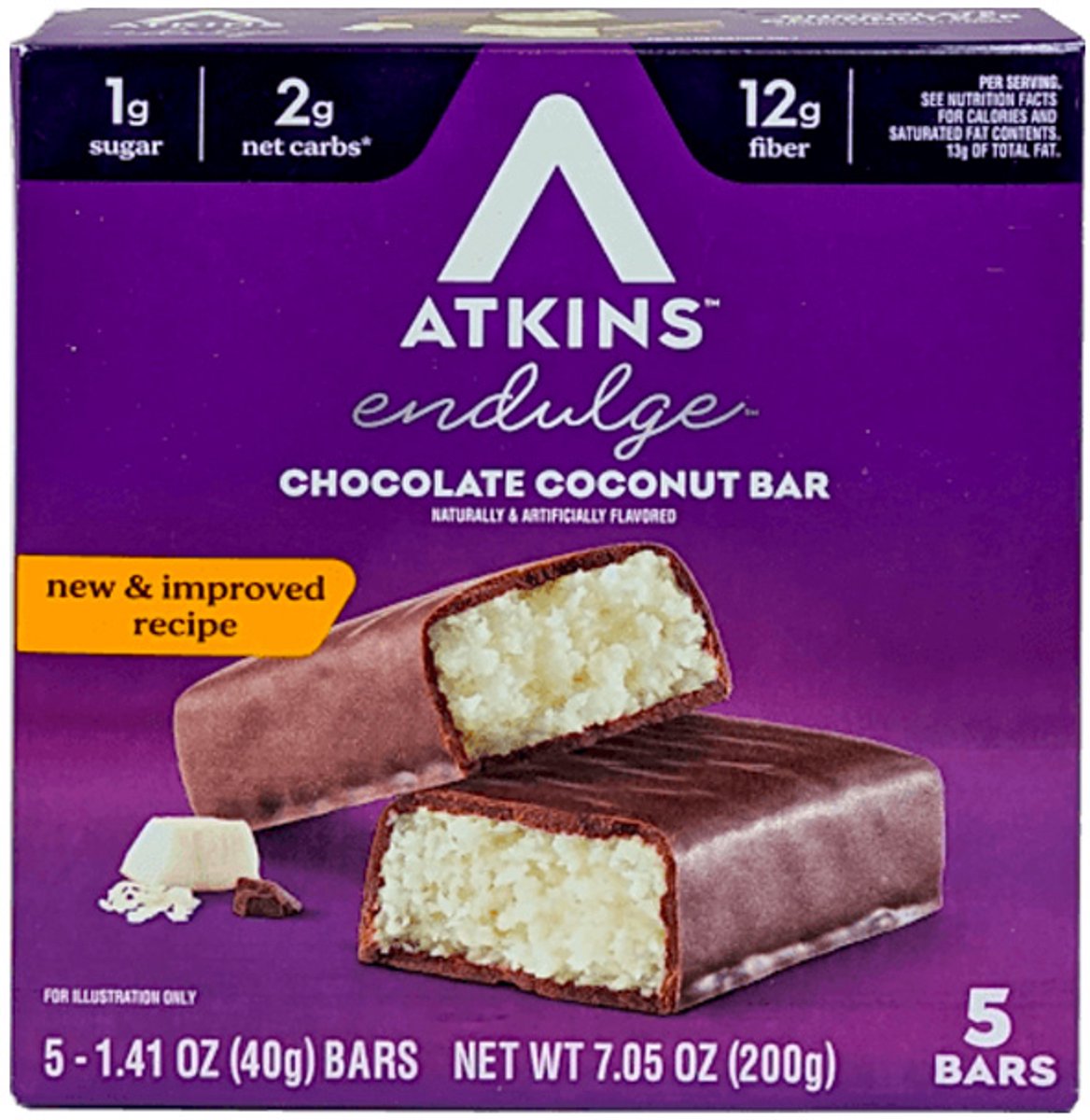 Bol.com Atkins | Endulge | Chocolate Coconut Bar | Doos | 5 x 40g | Koolhydraatarm eten doe je zó! aanbieding