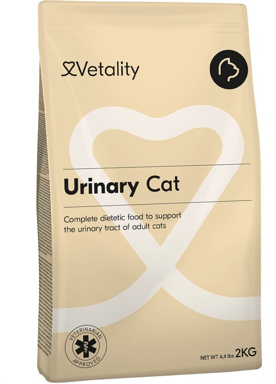 Vetality Kattenvoer Urinary - 2 x 2 kg - Kattenvoer Droogvoer - Dieetvoeding Kat - Helpt Blaasgruis Voorkomen en Lost Op - Voordeelverpakking