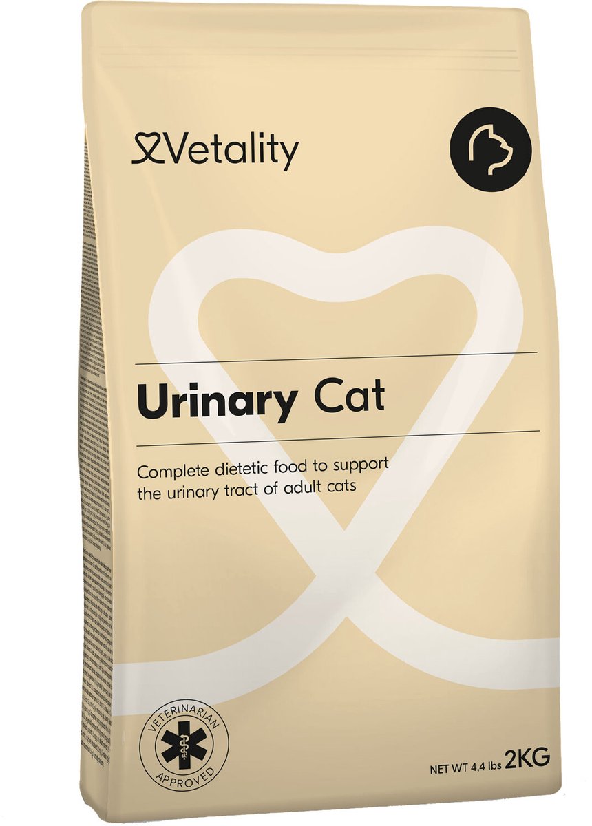 Vetality Kattenvoer Urinary - 2 x 2 kg - Kattenvoer Droogvoer - Dieetvoeding Kat - Helpt Blaasgruis Voorkomen en Lost Op - Voordeelverpakking