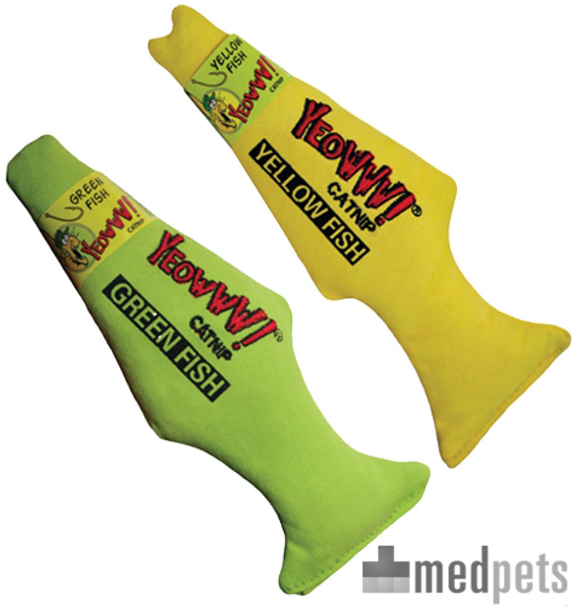 Yeowww! Vis Kicker - Catnip Kattenkruid Speeltje voor Katten - Geel - 18 cm