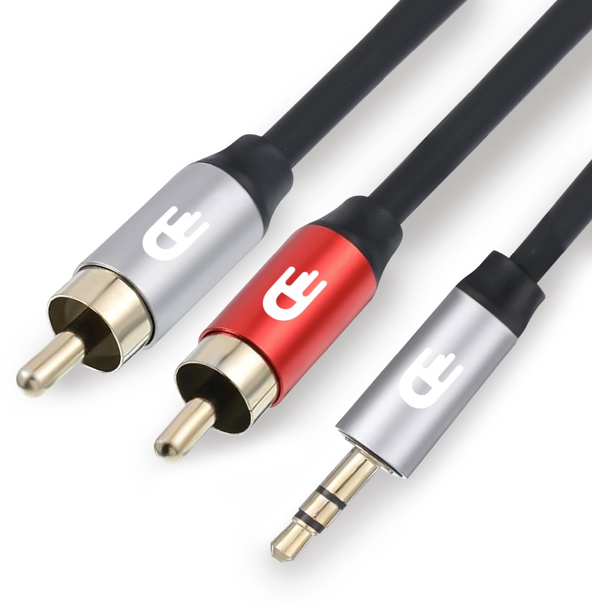 Drivv. 3.5mm naar 2RCA Kabel - AUX naar RCA Kabel - Jack naar 2RCA Kabel - Audio Cable - PVC - 1 Meter
