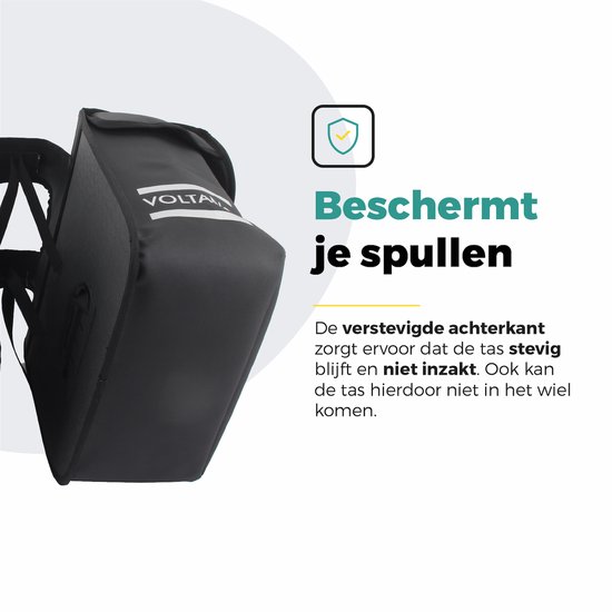 Voltano Dubbele Fietstas Premium Afgeschuind - Zwart - 44 Liter - 100% Waterdicht - Fietstassen Electrische Fietsen