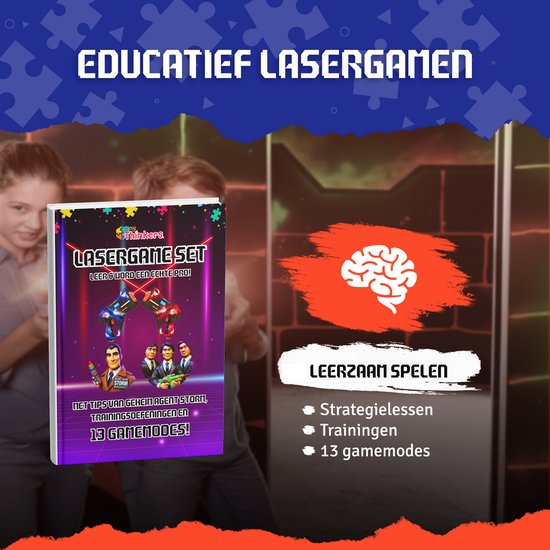 Educatief lasergamen. Leerzaam spel met strategieën, trainingen en 13 gamemodes.